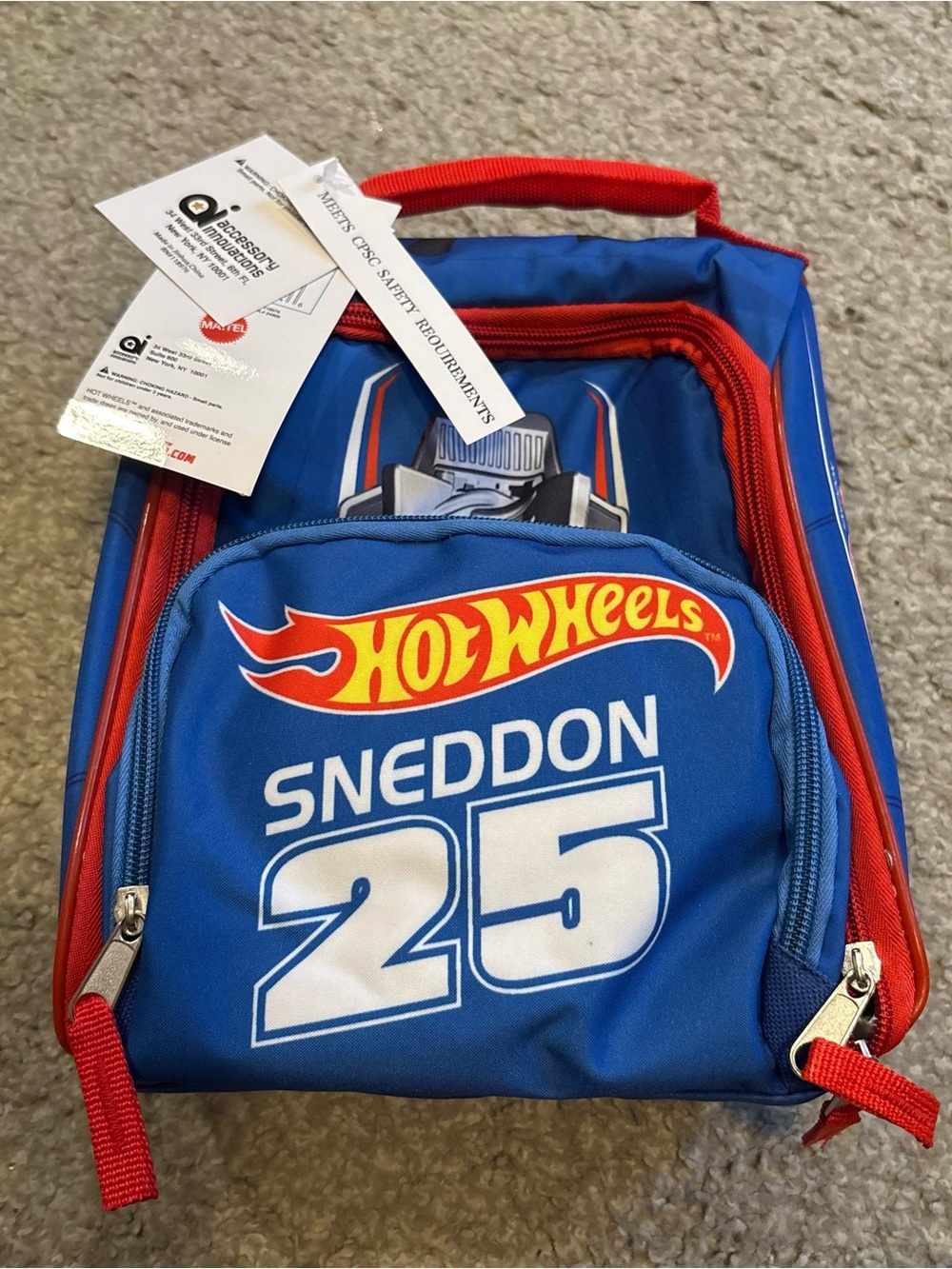 Hot Wheels Sneddon 25 Kids Lunch Bag NEW Box Blue Red Cooler